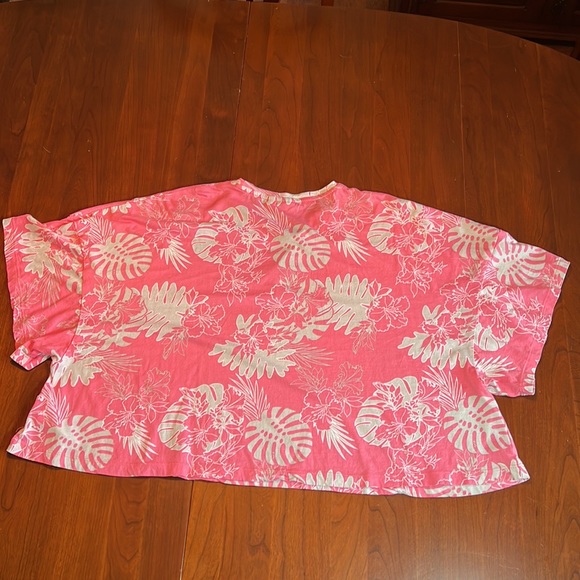 Puma Active Tropical Print Cropped Tee Pink Gray Women’s Size XL EUC - Picture 2 of 12